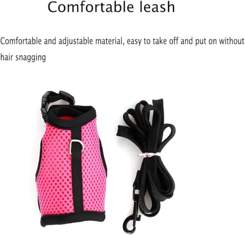 Bunny Harness and Leash Set Escape Proof Rabbit Harnesses Mesh Vest Red M | Soft Adjustable Buckle for Ferret Guinea Pig Hamster Squirrel Rat Walking Small Animal Pets - color: Red, size: M (Neck:5.5"-7" Chest:6.2"-8.5")