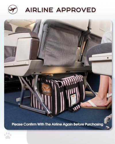 Cat Carrier, Soft Sided Travel Pet Carrier with Top Loading, Striped | Top Load Pet Crate for Large Cat Small Dog Puppy up to 20 Lbs, Breathable Mesh Kennel for Airline Car Travel, Striped - color: Striped