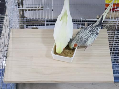 21.7 × 13.8 Inches Large Bird Perch Stand Platform, Natural Wooden Small Animals Cage Accessories, Rectangle Stand Perch Shelf for Parrot Parakeet Cockatiel Rat Hamster Guinea Pig Conure Chinchillas - size: 21.7 × 13.8 Inches Natural