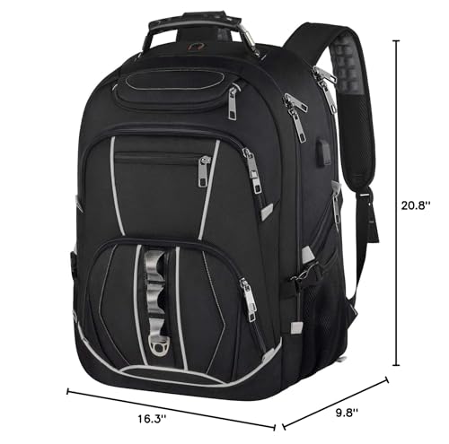 18.4 inch Gaming Laptop Backpacks,Big Capacity TSA Friendly RFID Anti Theft Pocket College Heavy Duty Computer Work bag for Men - color: Grey