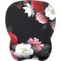 MROCO Ergonomic Mouse Pad with Gel Wrist Rest, 9.4 x 8.1 in, Black Flower | Ergonomic Shape Design, Multiple Pattern Options, Gel Wrist Comfort, Smooth Lycra Surface, Non-Slip PU Base - color: Black Flower