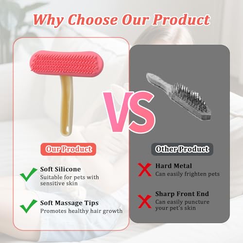 Guinea Pig and Bunny Brush, Beauty Silicone Brush, Soft Smoothing Dog Brush, Shedding Season Helps Untangle Mats and Comb Loose Fur for Chinchillas, Rabbits, Guinea Pigs and Puppies (Pink) - color: Pink