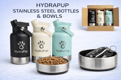 32oz Insulated Water Bottle with Dog Bowls – Human & Pet Shared Use, Stainless Steel Leakproof Travel Bottle (Cream White) - color: Cream White
