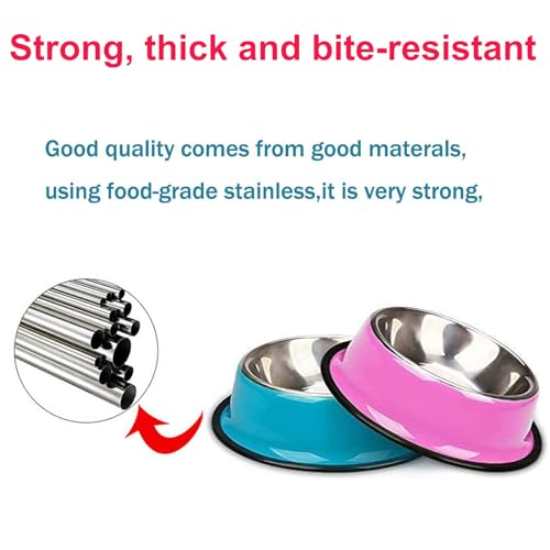 YUDANSI Stainless Steel Shallow Cat Bowls 3 Pack, Puppy Small Dogs Feeder for Food Water, Lightweight Small Pet Dish Set Multi-color for Wet Food Kibble Treats, Non Slip Anti Overturning Feeding Plate - color: 5.9in