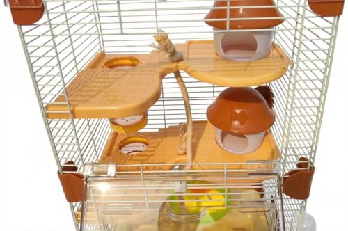 PETZHUBO Hamster Cage Small Animal Cage 3 Layers Transparent Cage Size：10.6"(W) X8.1(L) X18.3 (H) Suitable for Hamsters up to 3.5 inch in Length(Please Note This is Mini cage that for Mini Hamster)