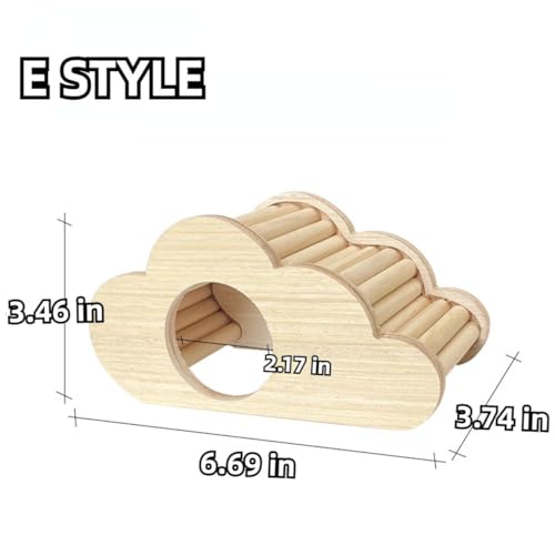 Hamster Wooden Hideout House Natural Wood Pet Rats Climbing Play Hut Hideaway Room for Small Chicken Hedgehogs Chinchilla Habitat Pet Cage Accessories (E) - style: E