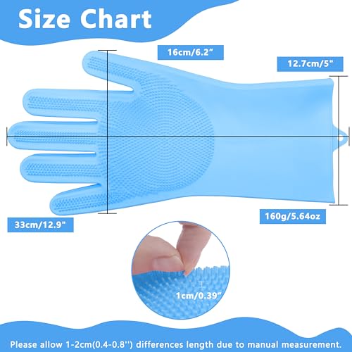 Pet Grooming Gloves—Dog Washing Gloves with High-Density Teeth | Dog Bath Scrubber with Enhanced Five Finger Design, Silicone Gloves for Dogs and Cats Bathing, Massage (Blue) - color: Blue