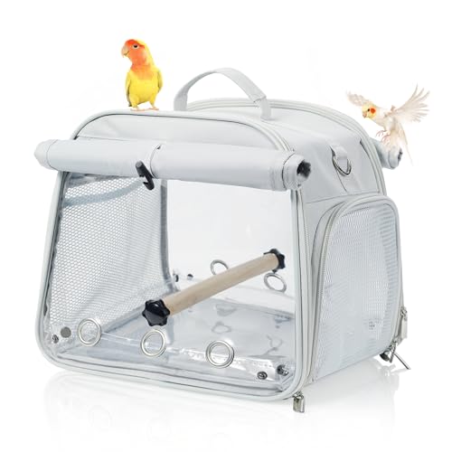 Small Bird Carrier Bag, Portable Travel Parrot Parakeet Carrier Cage with Perch and Easy Clean Tray, Lightweight Bird Backpack for Vet Visit Shopping and Outdoor Adventure - size: 12.0"L x 12.0"W x 11.0"H
