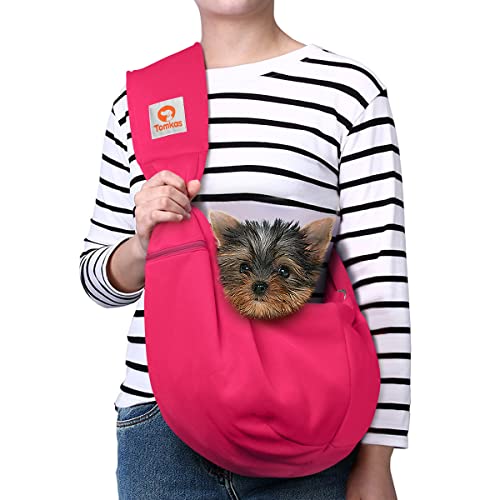 Tomkas Dog Cat Carrier Sling Classic Pocket & Classic Strap(M,Rose red) - color: Rose Red