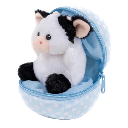 Easter Stuffed Animal - 6 inch - Surprise Zip up Egg Hideaway Springtime Inspired Plush Toy Gift for Kids, Boys and Girls - Easter Mother's Day Birthday (New Cow Egg) - color: New Cow Egg