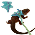 Bearded Dragon Harness and Leash Set - Soft Fleece Dinosaur Vest with Safe Bell Adjustable Lizard Traction Rope Escape Proof Outdoor Walking Training Leash for Ferret Rat Kitten Puppy (Blue) - color: Blue