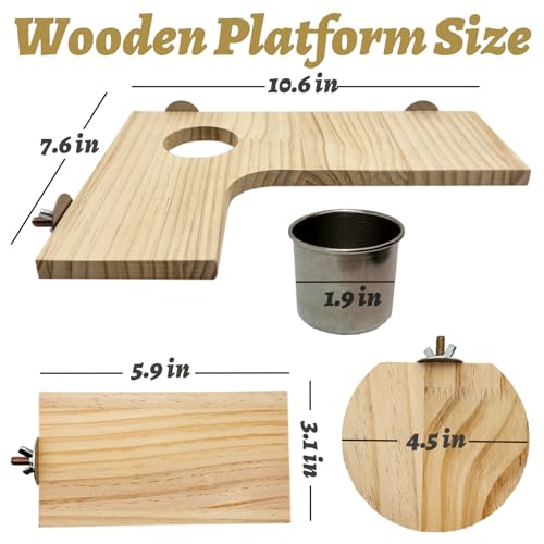 8 Pcs Wooden Hamster Cage Platform Set Wood Juvenile Chinchilla Shelves, Squirrel L-Shape Corner Ledge with Hole Cooling Standing Board Rat Cage Accessories for Gerbil Small Animal Climbing - size: 8PCS