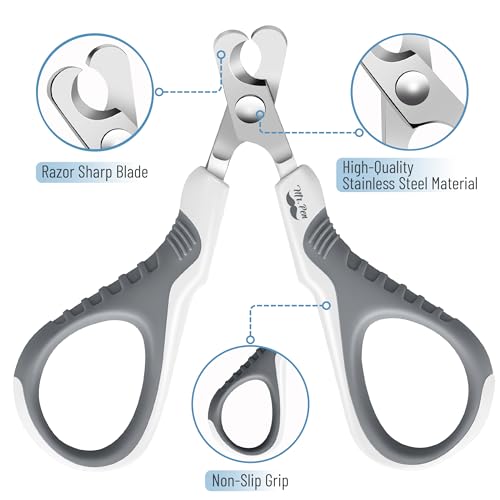 Mr. Pen- Cat Nail Clipper, Stainless Steel | Professional Sharp Cat Claw Trimmer for Small and Medium Cats, Pet Nail Clipper with Sturdy Non Slip Handle - color: White & Gray