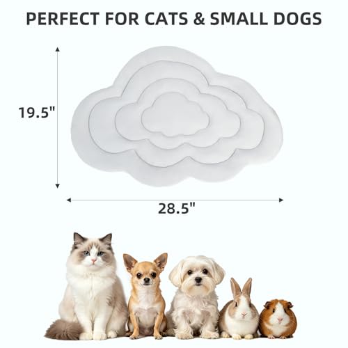 PUPTECK Cat Cooling Mat, 28.5"x19.5" Reversible Cooling & Warm Cat Sleeping Blanket Pad, Soft & Comfortable Summer Pet Cool Thick Cute Bed for Kittens Small Dogs Accessories, Grey Cloud