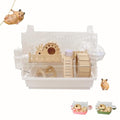 Acrylic Hamster Cage,Small Animal Houses&Habitats with Accessories,Hamster Enclosure with Stairs,Clear Pet Mice House,For Dwarf Gerbil,Dwarf Hamster,Pet Mice(White,13.78"L*10.23"W*10.83"H) - color: White