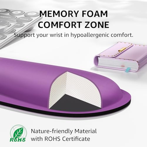 KTRIO Keyboard Wrist Rest & Mouse Pad with Wrist Rest, Violet Purple | Memory Foam Wrist Support, Ergonomic Design, Non-Slip Base, Office and Home Use - color: Violet Purple