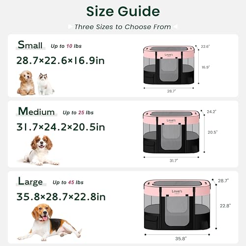 Love's cabin Pet Puppy Dog Playpen, Small Dog Tent Crates Cage Indoor/Outdoor, Portable Exercise Playpen for Cat, Foldable Pop Up Dog Kennel Playpen with Carring Case (S, Pink) - color: Pink, style: Small