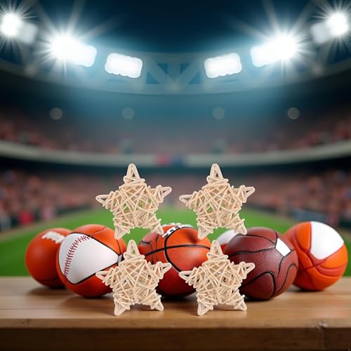 4 Pcs Natural Wicker Rattan Balls Rabbit Chew Toys - Heart-Shaped Bunny Molar Chew Toys for Hamsters, Small Animals, Chinchillas, Tooth Grinding, Pet Activity Toys, Dry Flower Balls for Wedding Decor