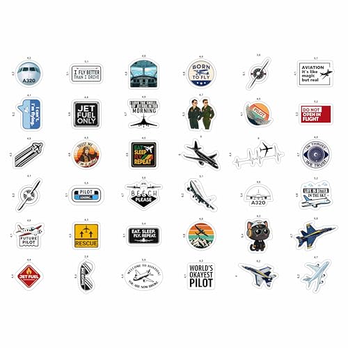 100Pcs Aviation Stickers and Decals Waterproof - Pilot Stickers for Laptop, Airplane Decals - Aviation Gifts for Pilots - Gift for Women & Men - color: Aviation Stickers