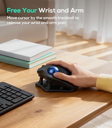 Nulea Wireless Trackball Mouse Ergonomic 21.7 Tilt Stand Thumb Control | Rechargeable mouse with 4 DPI levels,Bluetooth 2.4G connection,3 device switching,precise control,PC Mac compatible-Blue - color: B-Blue