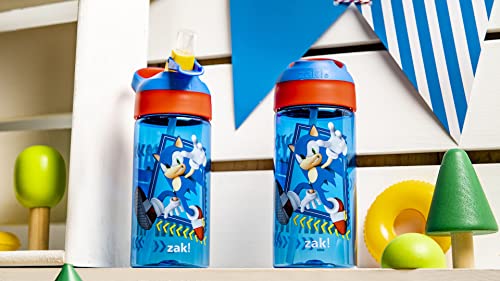 Zak Designs Sonic the Hedgehog Kids Water Bottle with Spout Cover and Built-in Carrying Loop, Made of Durable Plastic, Leak-Proof Water Bottle Design for Travel (17.5 oz, Pack of 2) - color: Sonic the Hedgehog