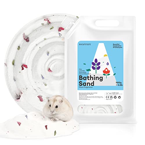 BUCATSTATE Dust-Free Hamster Bath Sand Plant Scented Bathing Sand for Dwarf Syrian Hamster and Other Small Animals 3.3lb/1.5kg - color: White Sand, size: 3.3LB