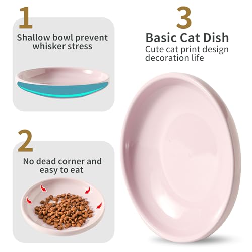 3 PCS Ceramic Cat Bowls, 5.5 in Pet Bowl Cat Dishes for Food and Water, Small Dog Dish(Purple) - color: Purple