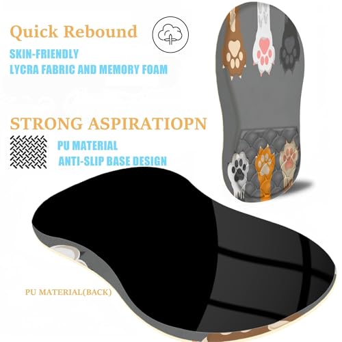 Ergonomic Joint Wrist Support Mouse Pad with Memory Foam Cushion Massage Bump,Cute Cat Claws Tunnel Pain Relief Mousepad Slope Design for Wrist Rest - color: M-03