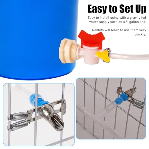 Automatic Rabbit Watering System, Gravity Fed Rabbit Waterer Kit | Rabbit Water Dispenser Includes 6 Sets of Rabbit Water Nipples Drinkers and 16 Feet of ID 5/16" Hose - size: 6 pcs