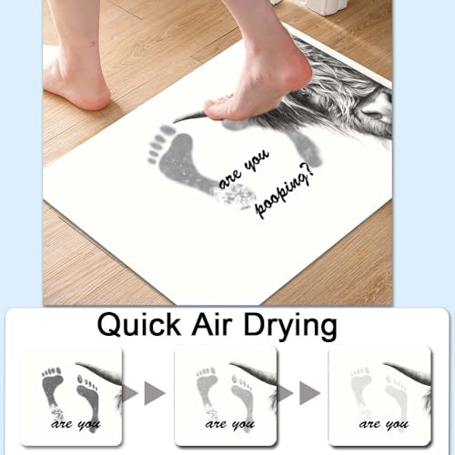 Bath Mat-Bathroom Rug，Highland Cow Prank Non Slip Quick Dry Stain Resistant Easy to Clean Care Shower Rug for Bathtub Shower Room 17×27.5Inch (43 * 70cm) - color: Highland Cow Prank, size: 17 x 27.5 inches