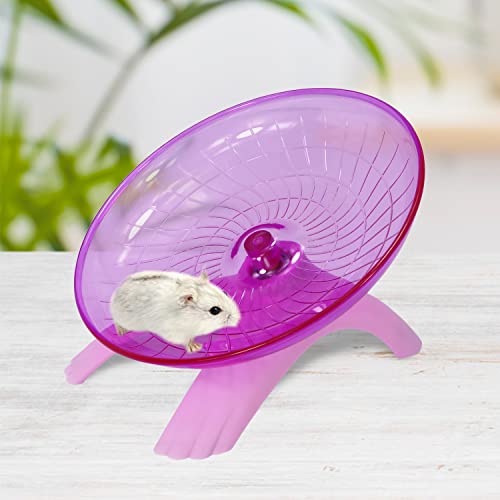 Hamster Flying Saucer Silent Running Exercise Wheel for Gerbil Rat Mouse Hedgehog Small Animals (Pink) - color: Pink