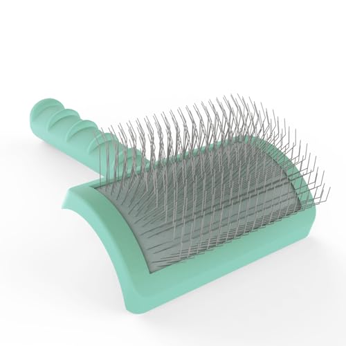 Dog Slicker Bursh for Goldendoodles Toy Poodles Fluff Shedding. | Soft Bristles,Curved Brushes for Dogs Cats,Thick Long Curly Hair Fluffy Matted Hair,Remove Tangles,Mats,Knots,Loose Fur.25mm. - color: green