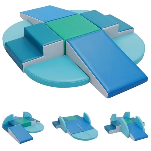 9-Piece Climbing Toys for Toddlers: Soft PU Leather Foam Blocks - Baby Climb and Crawl Activity Blocks - Kids Play Gym Equipment Indoor for Development(Modern) - style: Modern