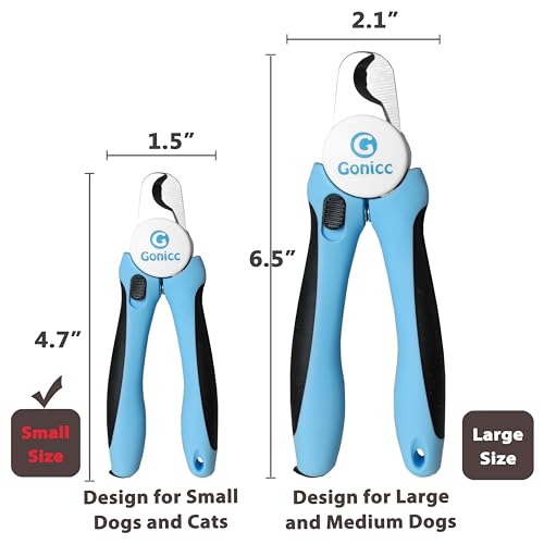 gonicc Professional Pet Nail Clippers & Trimmer for Medium Small Dogs Cats | Ergonomic non-slip grip & built-in nail file, Vet-recommended pet nail trimmer with anti-overcut safety guard. - size: For Medium to Small Dogs