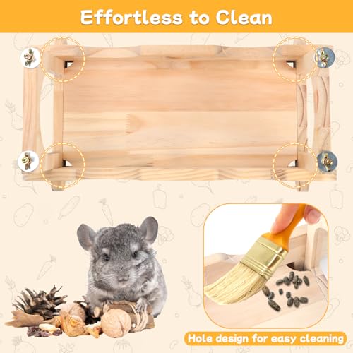 BWOGUE Chinchilla Suspension Bridge & Ledges, Chinchilla Cage Accessories | Chinchilla Wooden Ledges, Chinchilla Shelves, 1 Bridge & 6 Platforms, Natural Pine, Screw-Mounted Design, Climbing & Resting