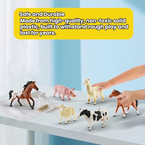 Zippytots 6PCS Farm Animal Toys for Kids 3-5 Realistic Plastic Farm Animal Figurines Educational Learning Toy for Toddlers Boys Girls Kids Farm Toys - style: 6-PC Farm Animal Figures Set
