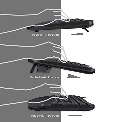 Perixx Periduo-505, Wired USB Ergonomic Split Keyboard and Vertical Mouse Combo with Adjustable Palm Rest and Short Tactical Membrane Keys, US English Layout - style: Wired