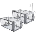 Gingbau 2-Pack Rat Traps Humane Live Chipmunk Mouse Trap Cages for Indoor and Outdoor Use - color: Silver (2-Pack)