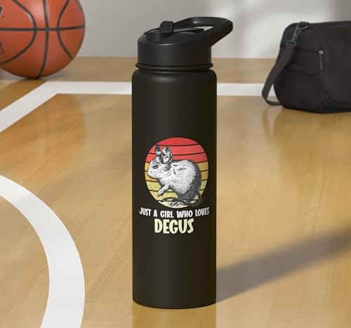 Just a girl who loves Degus Degu Stainless Steel Insulated Water Bottle - color: Black