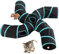 Upgraded Cat Tunnel Toy with 5 peek-a-Boo Windows, Large 4-Way Maze Tube | cat tunnels for indoor cats large,Collapsible Maze House Play Tube Interactive Toy for Cat Kitten Kitty Rabbit Black - size: 4-way Black