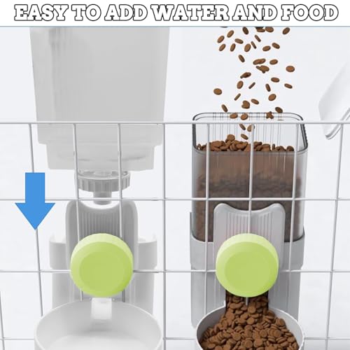 kathson Rabbit Gravity Auto Feeder Set 35oz Hanging Automatic Food Water Dispenser Cage Automatic Feeder Set for Rabbit Chinchilla Guinea Pig Hedgehog Ferret Kitty Puppy (Green) - color: Green