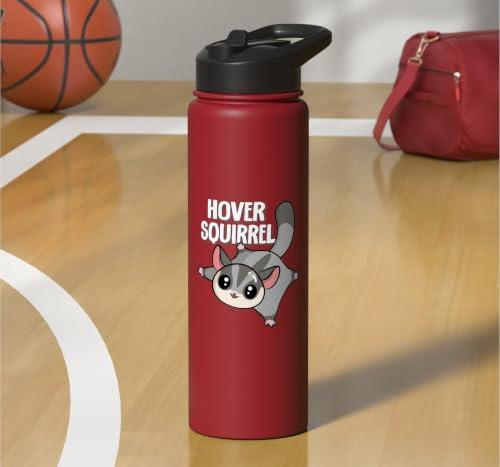Cute Womens Girls Kids Mom Hover Squirrel Sugar Glider Lover Stainless Steel Insulated Water Bottle - color: Red