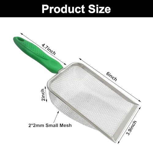 Murtenze Stainless Steel Cat Litter Scoop, Non-Stick Coated Metal Fine Sand Litter Scoop, Mesh Shovel for Reptile Kitten Pooper (Green, 2mm mesh) - color: Green