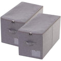 2pcs 60L Large Folding Fabric Blanket Storage Organizer Boxes with Zip Lid | 22"X13"X12.6", label pocket, folding, dustproof, save space, stackable, high-density plastic board,rigid storage bins - color: Dark Gray