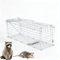 Live Animal (Under 4.4 lbs) Cage Trap, Collapsible Humane Animal Trap for Small Raccoons, Galvanized Steel Small Animal Trap Cage for Rabbit,Stray Cat,Chipmunk,Mole,Gopher,Foxes，24x7.1x8.2inches