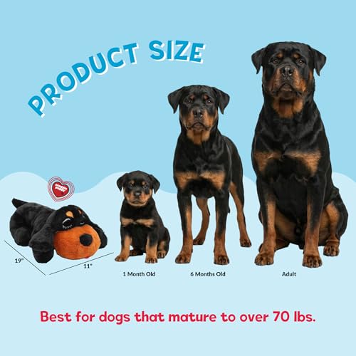 Snuggle Puppy Heartbeat Puppy Toy for Large Breeds, Breed Buddies Collection-Rottweiler, Plush Dog Toy with Real-Feel Pulse and Heat Pack for Crate Time, First Nights, and Rest - color: Large Breed Rottie