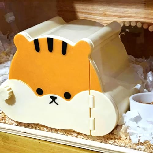 Magnetic Hamster Hideout with Clear Viewing Lid, Mount Hamster House for Syrian Hamsters, Dwarf Hamsters, Gerbils, Mice, Small Animal Hideaway Hut for Acrylic & Wire Cages,Tan Bear4319-1 - color: Tan Bear