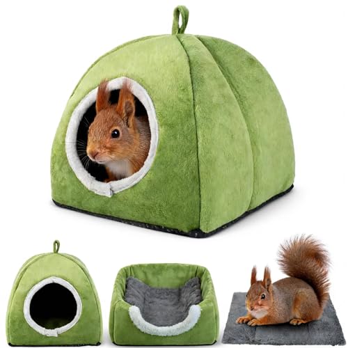Squirrel Hideout Nest, Washable Hedgehog Bed & Hideaway House, Cozy Warm Fleece Hut for Hamster Ferret Rabbits and Other Small Animals Cage Supplies Warm House