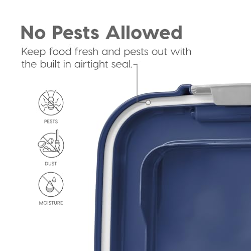 IRIS USA Dog Food Storage Container, Up to 30+11 lbs, Gray/Dark Gray | Made in the USA, Includes 2-Cup Scoop & Wheels, Airtight Seal, BPA-Free, Bird Seed, Cat food, Cat Litter, Treats, Toys - color: Navy