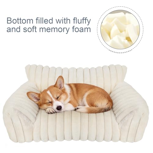 Cute Dog Couch for Medium Large Dogs,Dog Cat Couch Sofa,Dog Bed,L,Grey | Dog Couch Bed with Removable Washable Cover,Cute Fluffy Pet Sofa Cat Couch Bed,Washable Dog Bed Medium Large Size Dog - color: White, size: Large(36x27x10")